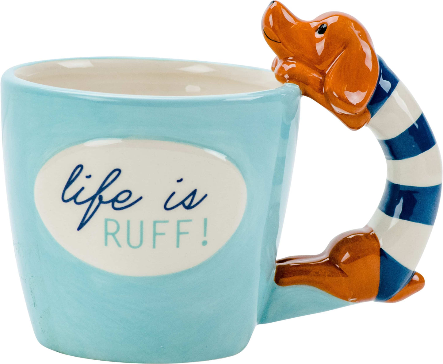 Life is Ruff - Dacshund Handle - 18 oz. Earthenware Mug