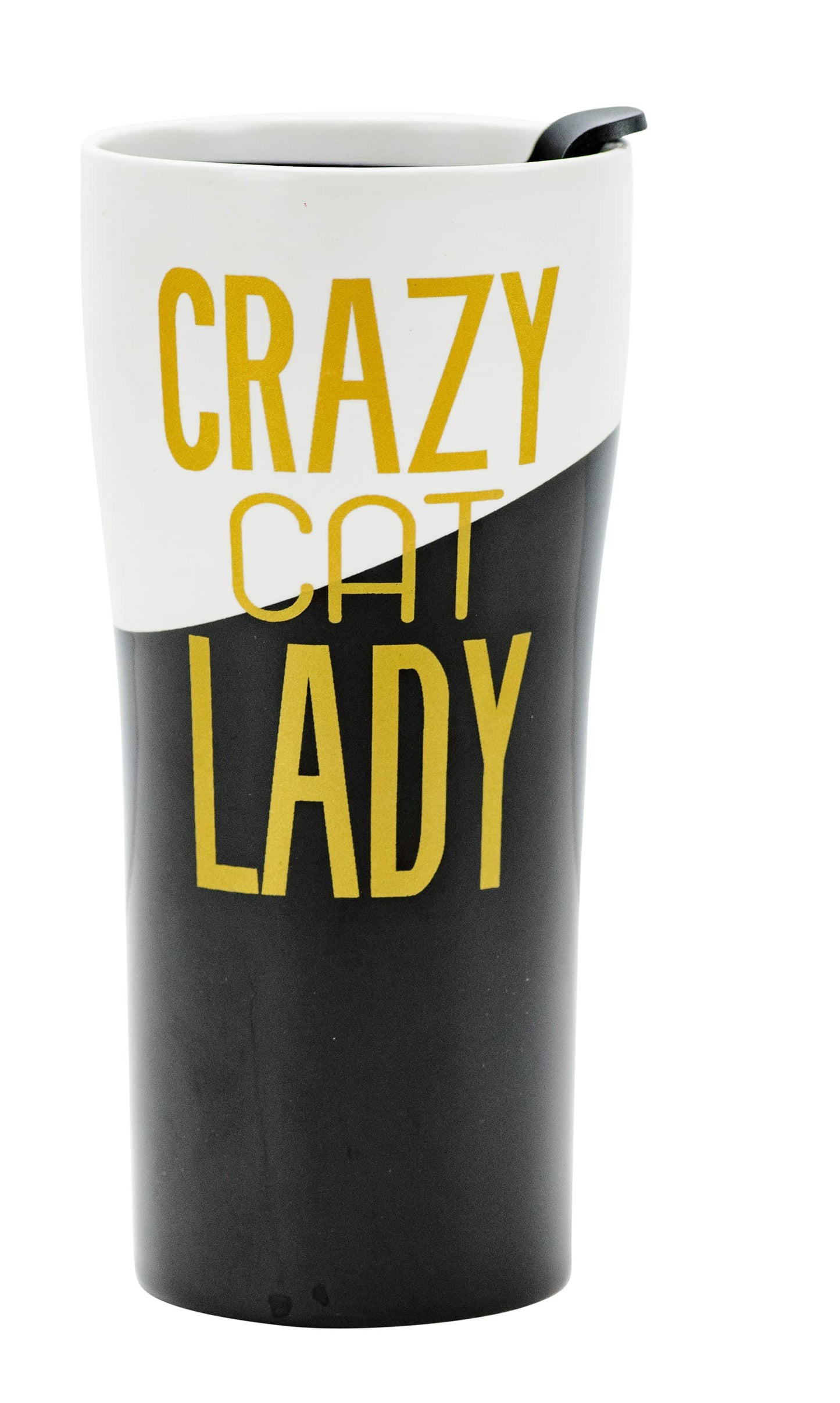 Crazy Cat Lady - 15 Oz. Porcelain Double Wall Travel Tumbler with Lid