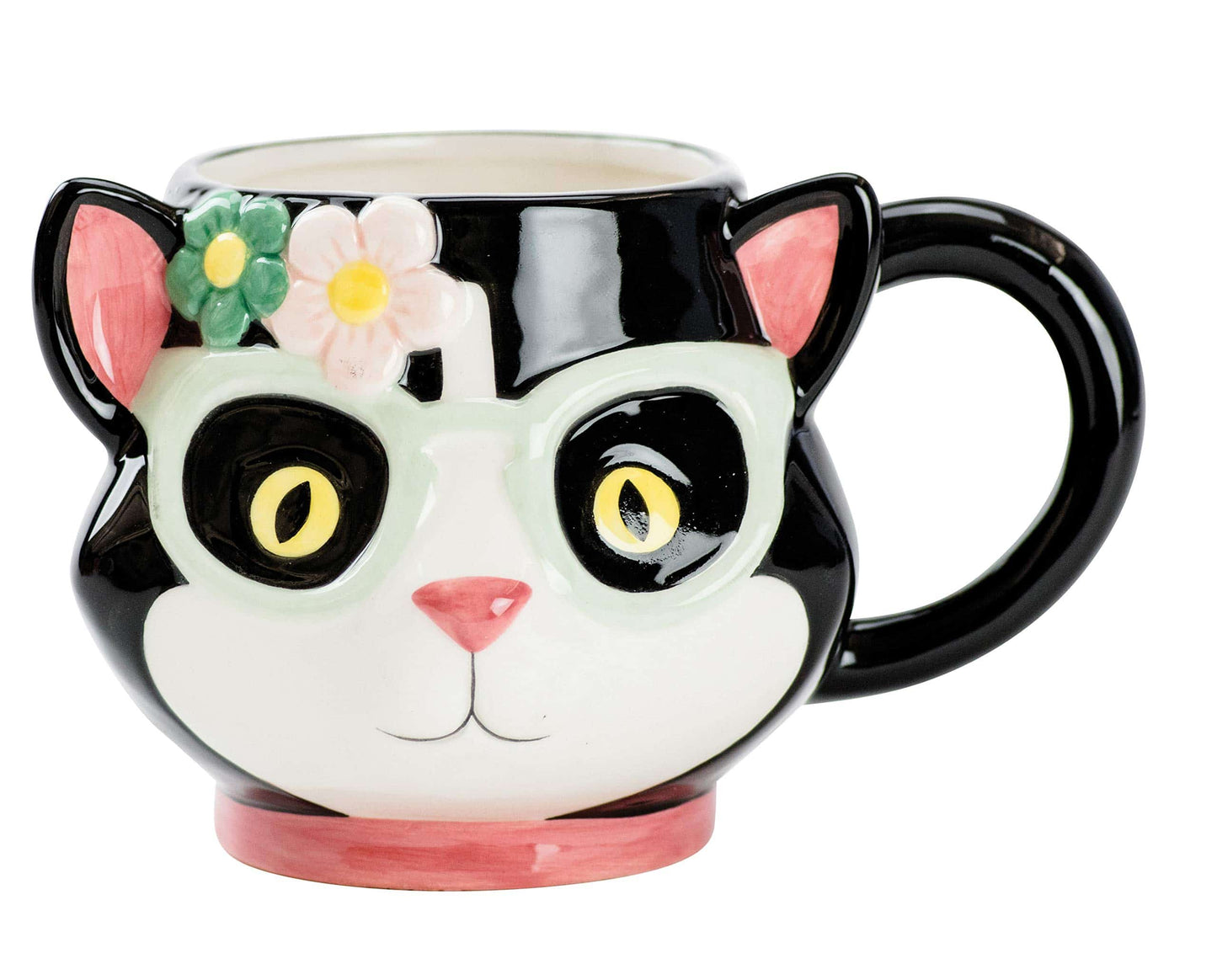 Pastel Cat in Glasses 18 oz. Mug