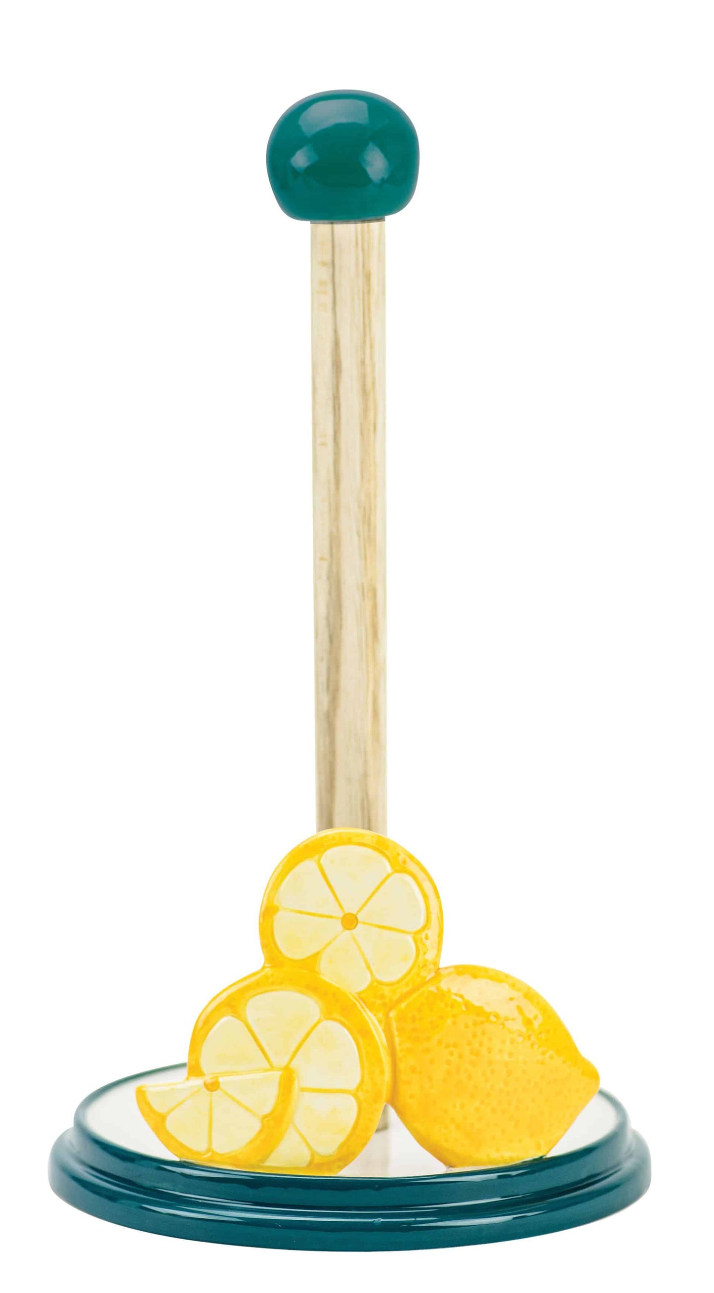 Lemon Freestanding Ceramic & Wood Paper Towel Holder Boston Warehouse