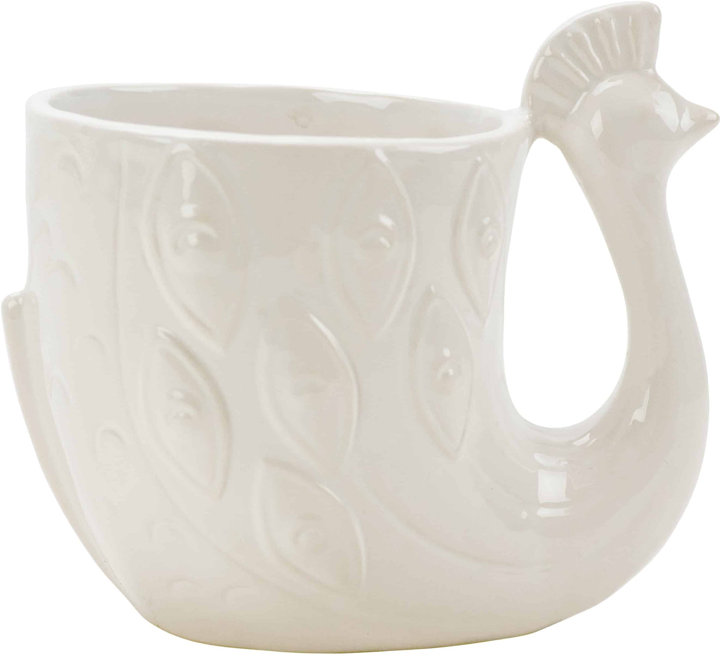 Elegant All White Peacock - 18 Oz. Stoneware Mug