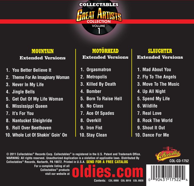 🎸 Mountain / Motörhead / Slaughter – 3-CD Live Hits Collection