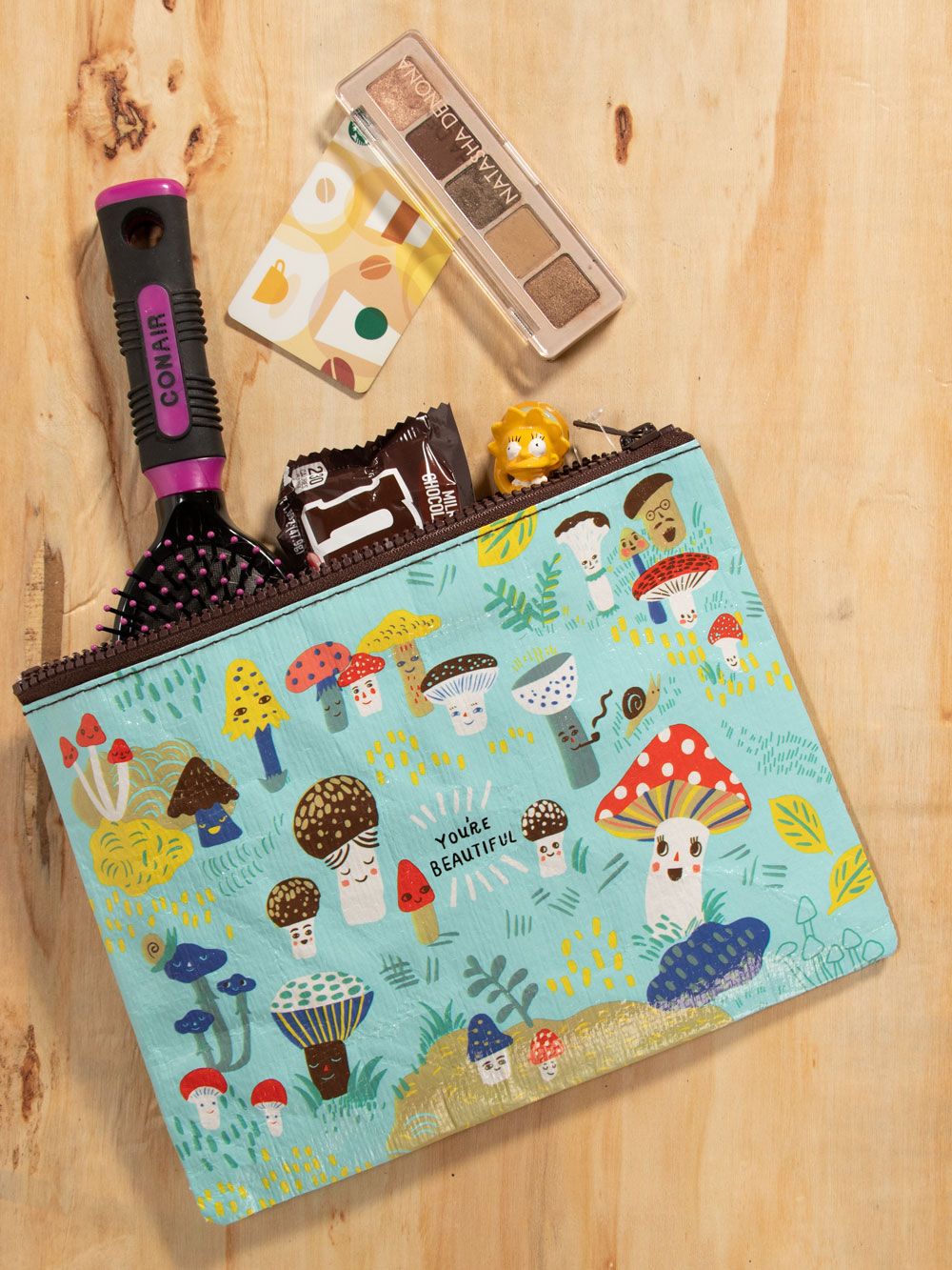 Cute Lil' Mushrooms Zipper Pouch Tyvek (New) 7.25"h x 9.5"w.