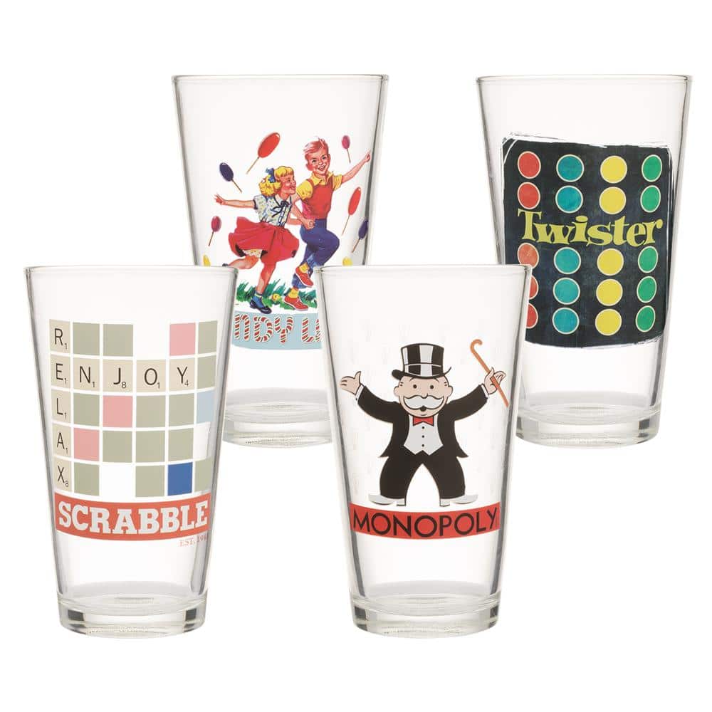 Hasbro - Set of Four Classic Game Themed Pint Glasses