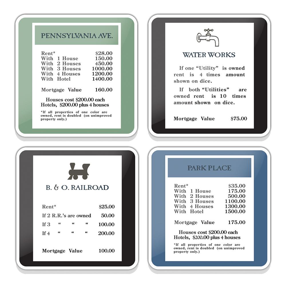 Monopoly - Set of 4 Ceramic Coasters