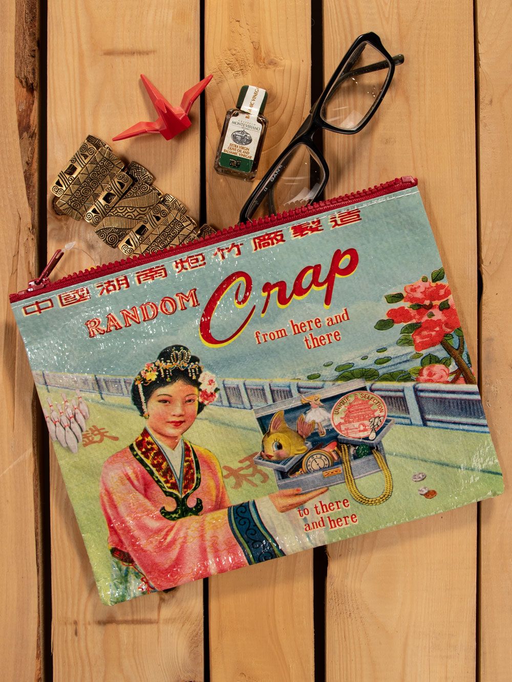 Random Crap - Tyvek Zipper Pouch from Blue Q (New With Tags) 7.25"h x 9.5"w.
