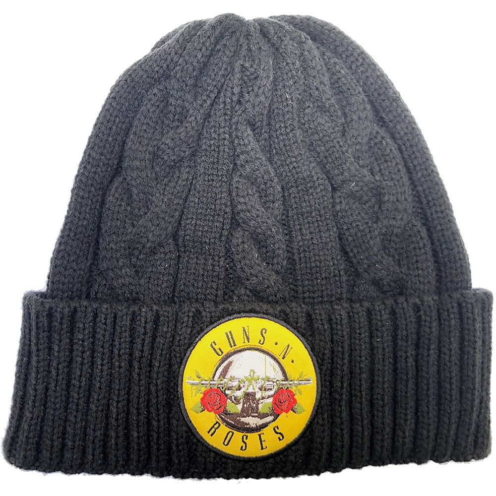 Guns N' Roses - Circle Logo - Black Cable-Knit Beanie Hat