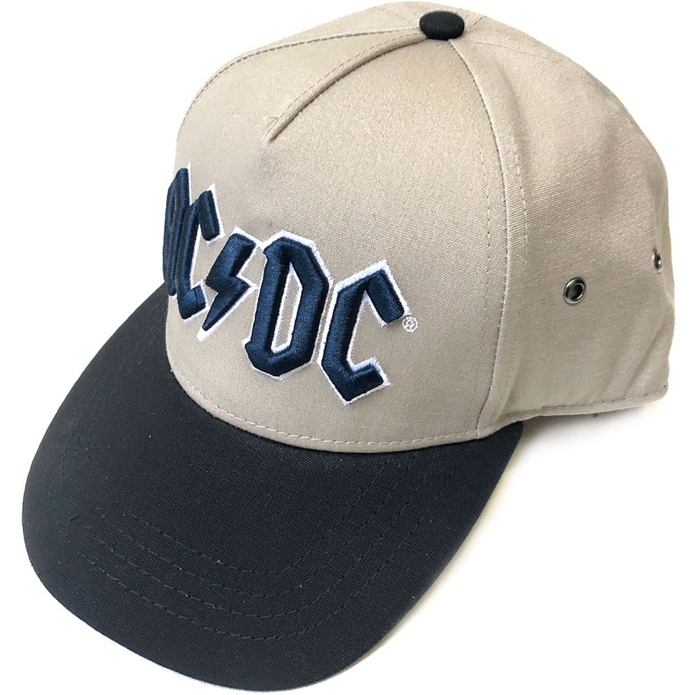 AC/DC - Navy Blue Logo - Adjustable Black and Sand/Tan Snapback Cap
