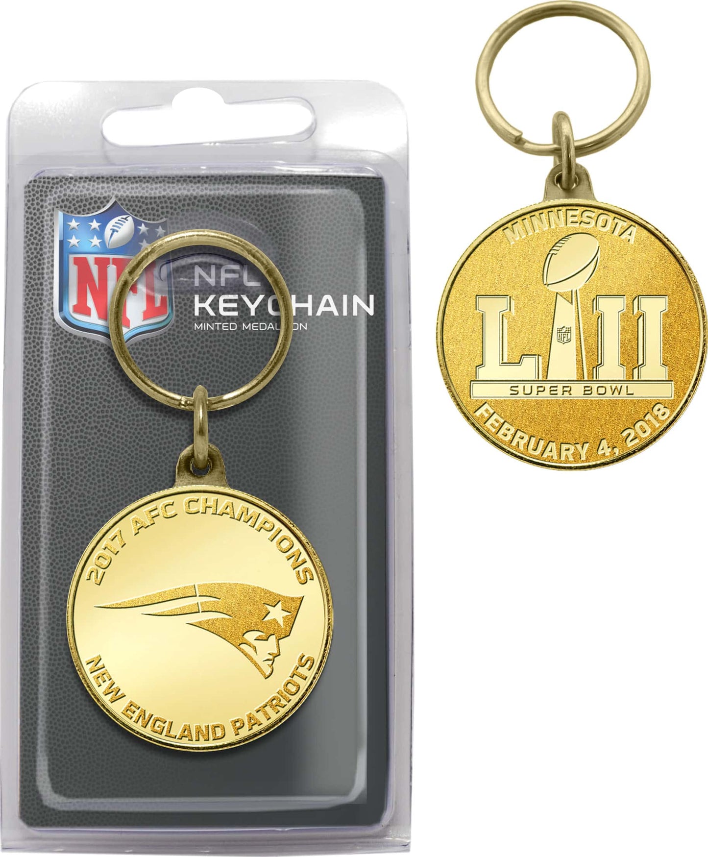 Football - NFL - New England Patriots Super Bowl 52 Bronze Mint Coin Keychain