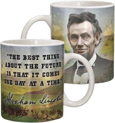 Abraham Lincoln - Portrait with Landscape & Quote Mug