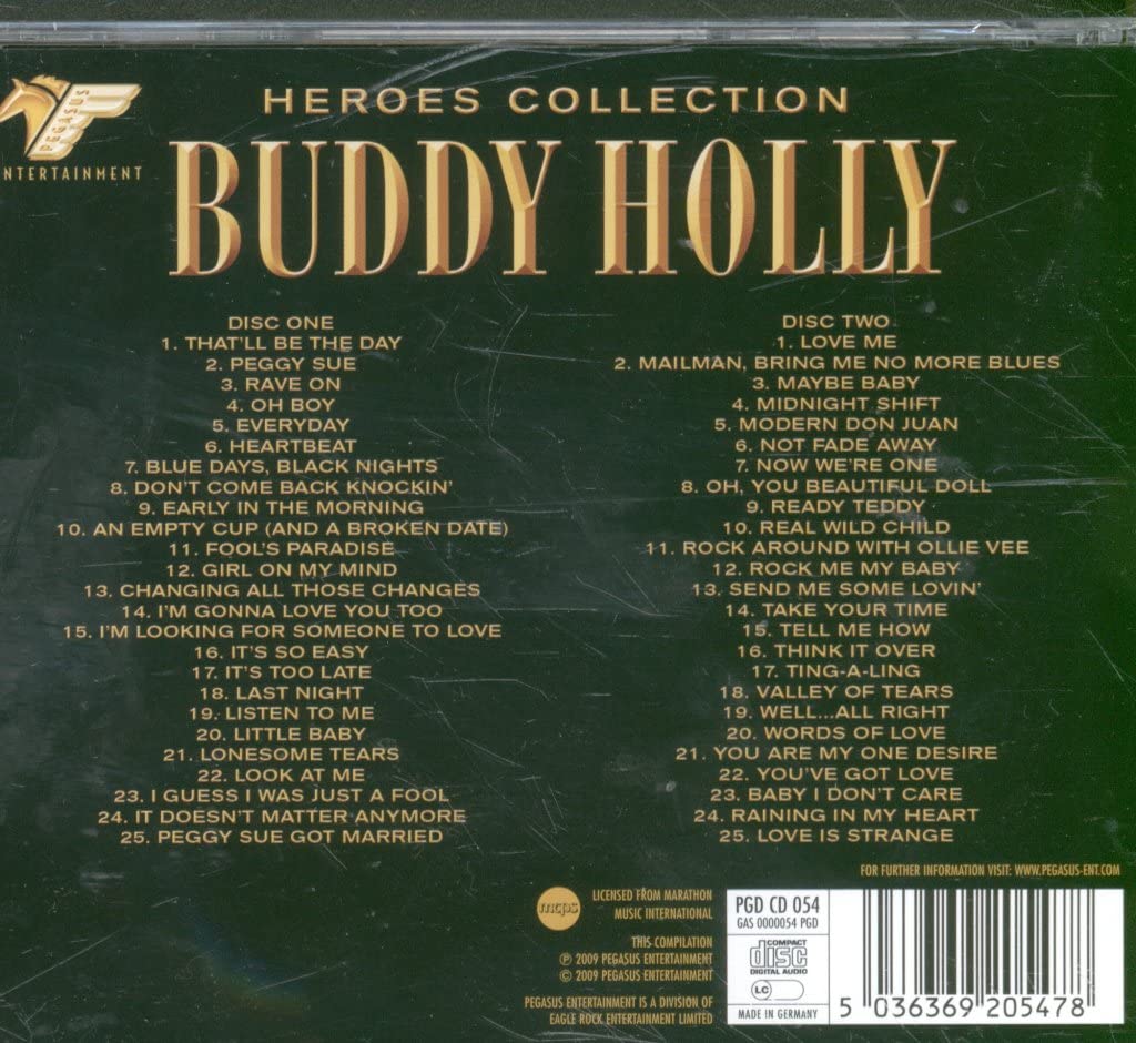 Buddy Holly – Heroes Collection 2CD 50 Classic Tracks 2009 Pegasus New Sealed