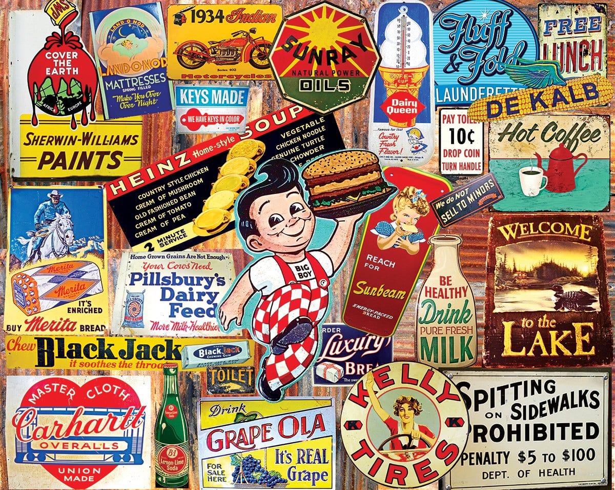 Vintage Signs - Jigsaw Puzzle (1000 Pieces) White Mountain Puzzle Co. (NEW)