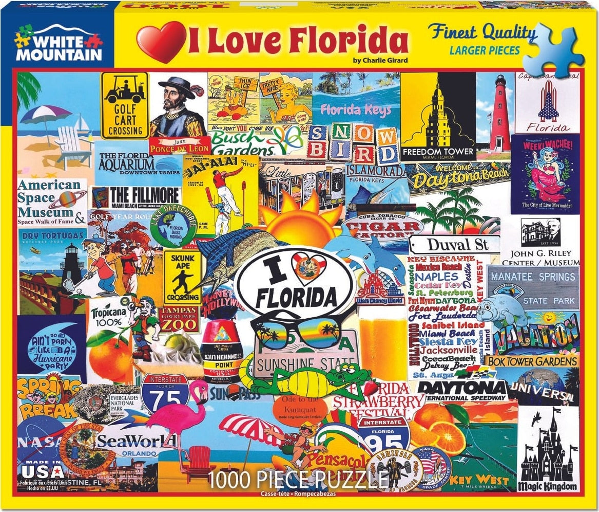 I Love Florida - Puzzle (1000 Pieces) White Mountain Puzzle Co. (NEW)
