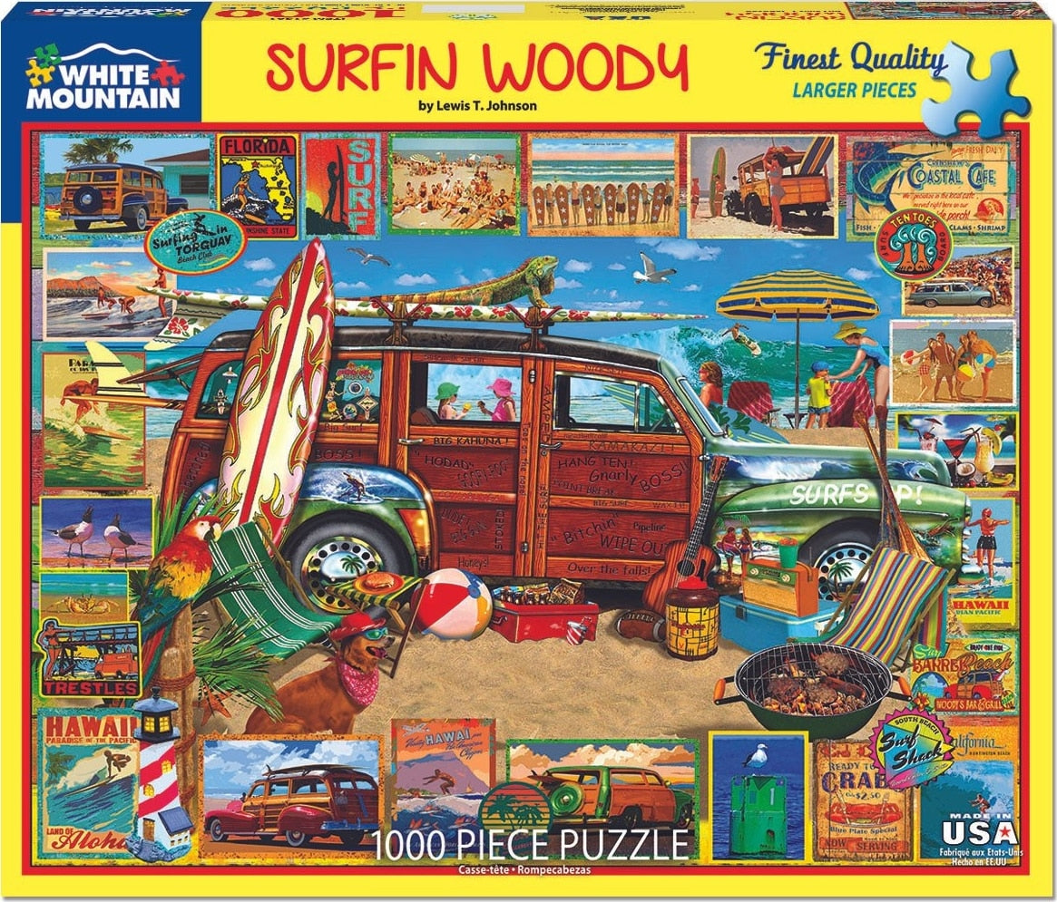 Surfin' Woodie Puzzle (1000 Pieces) by White Mountain Puzzles Co. (NEW)