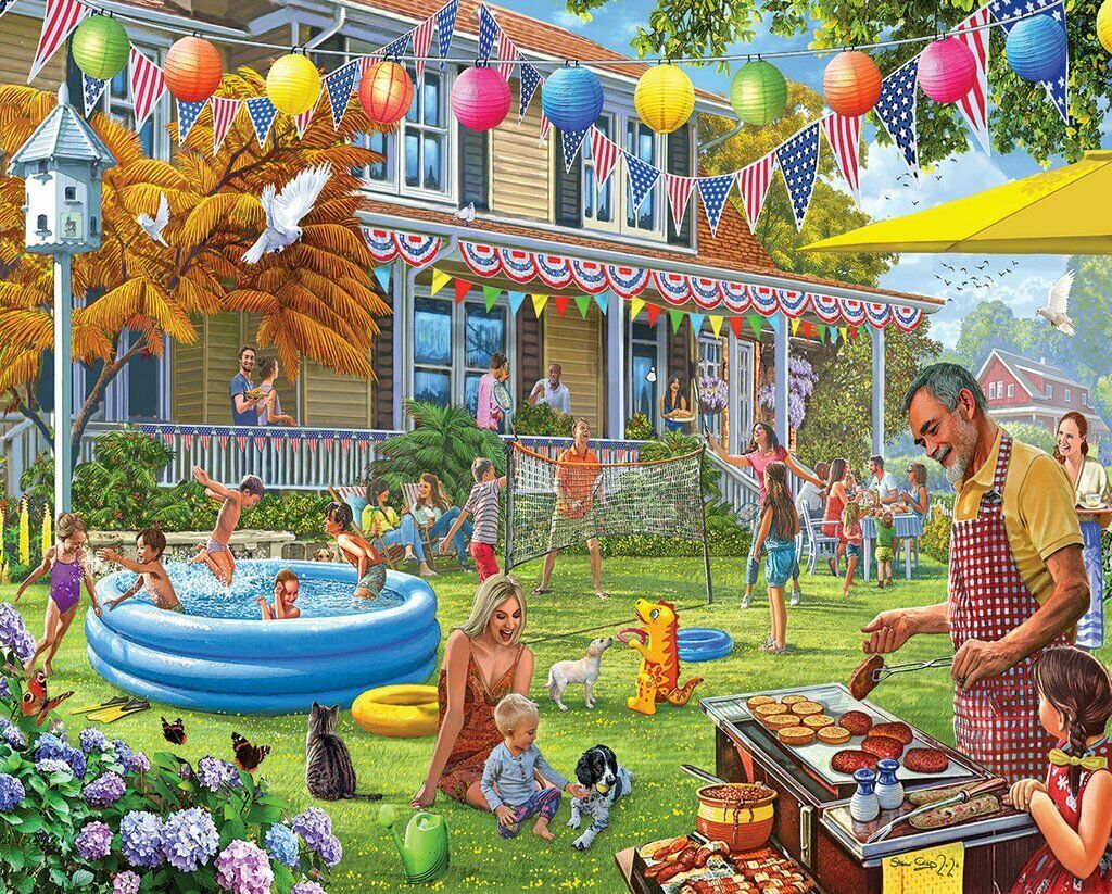 Backyard BBQ Puzzle (1000 Pieces) White Mountain Puzzle Co. (NEW)