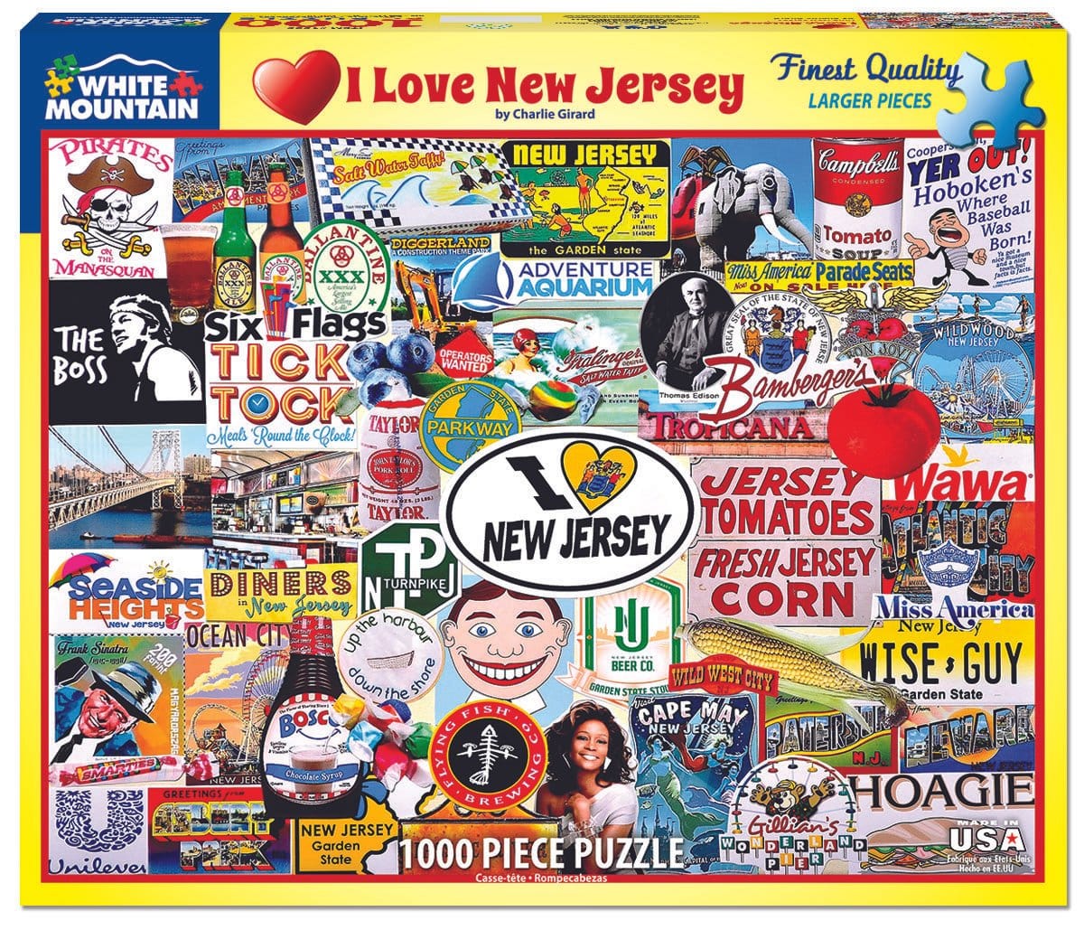I Love New Jersey Puzzle (1000 Pieces) White Mountain Puzzle Co. (NEW)