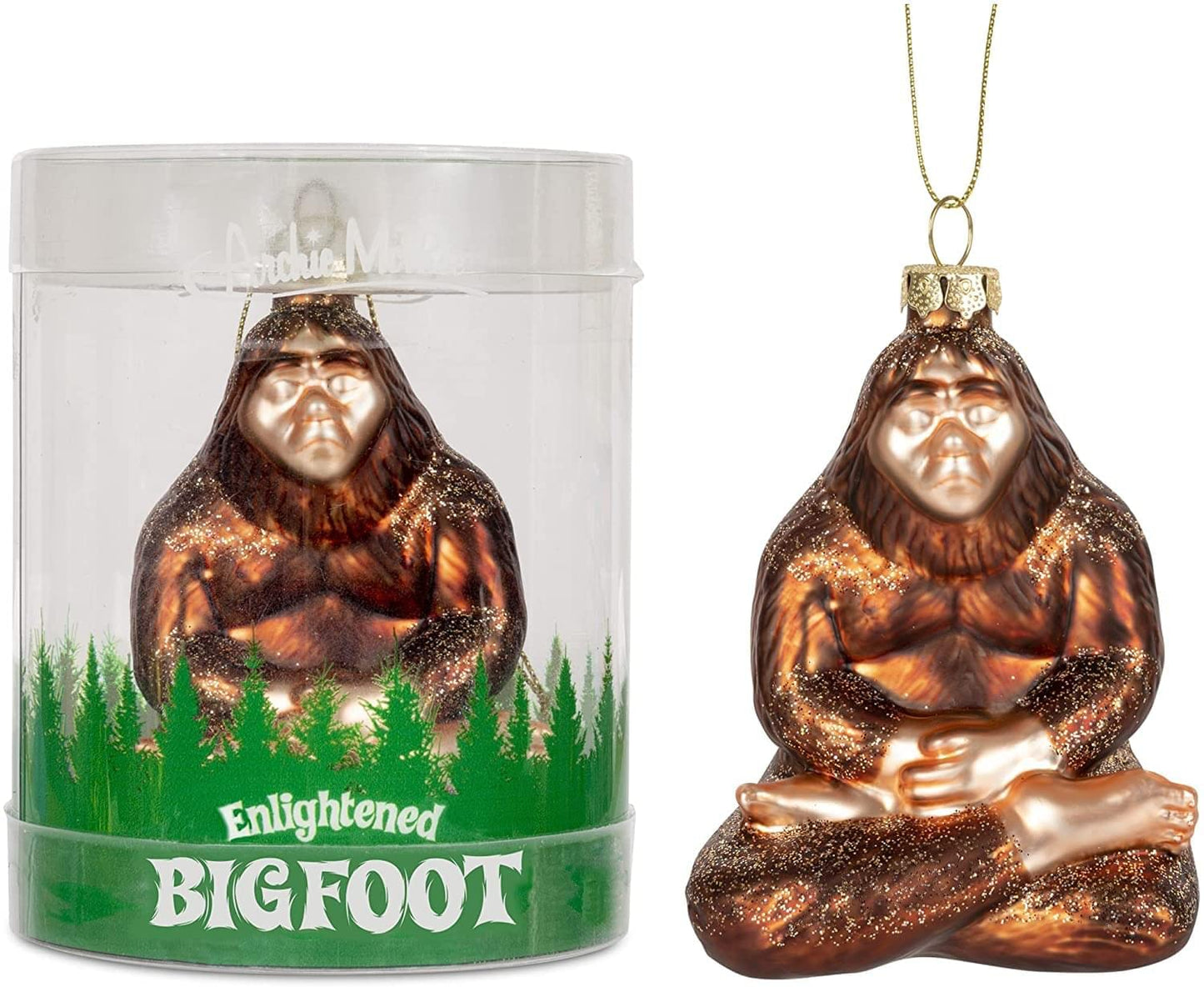 Enlightened Bigfoot Hand Blown Glass Ornament