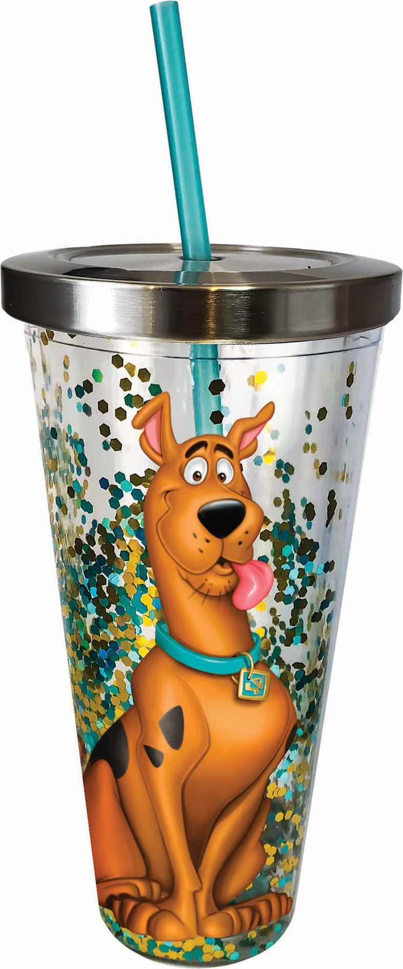 Scooby Doo - Glitter Cup 20 oz W/Straw PBA Free (New & Boxed)