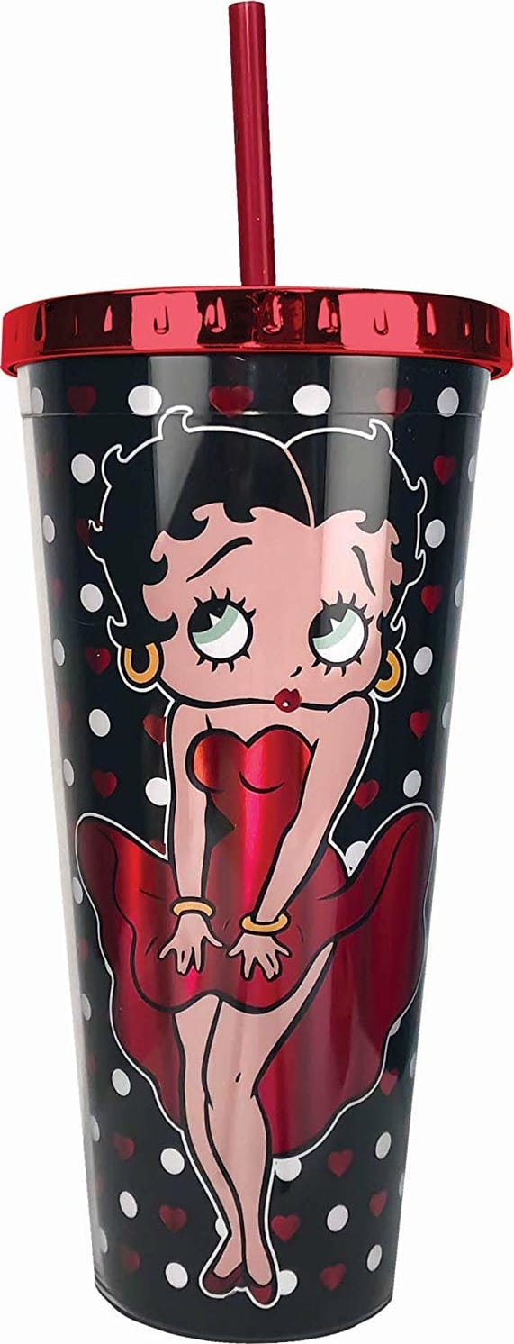 Betty Boop - Foil Cup W/Straw, 20 Ounces, Black