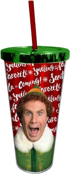 Elf - Santa is Coming 20 oz. Acrylic Cup With Straw (Red)