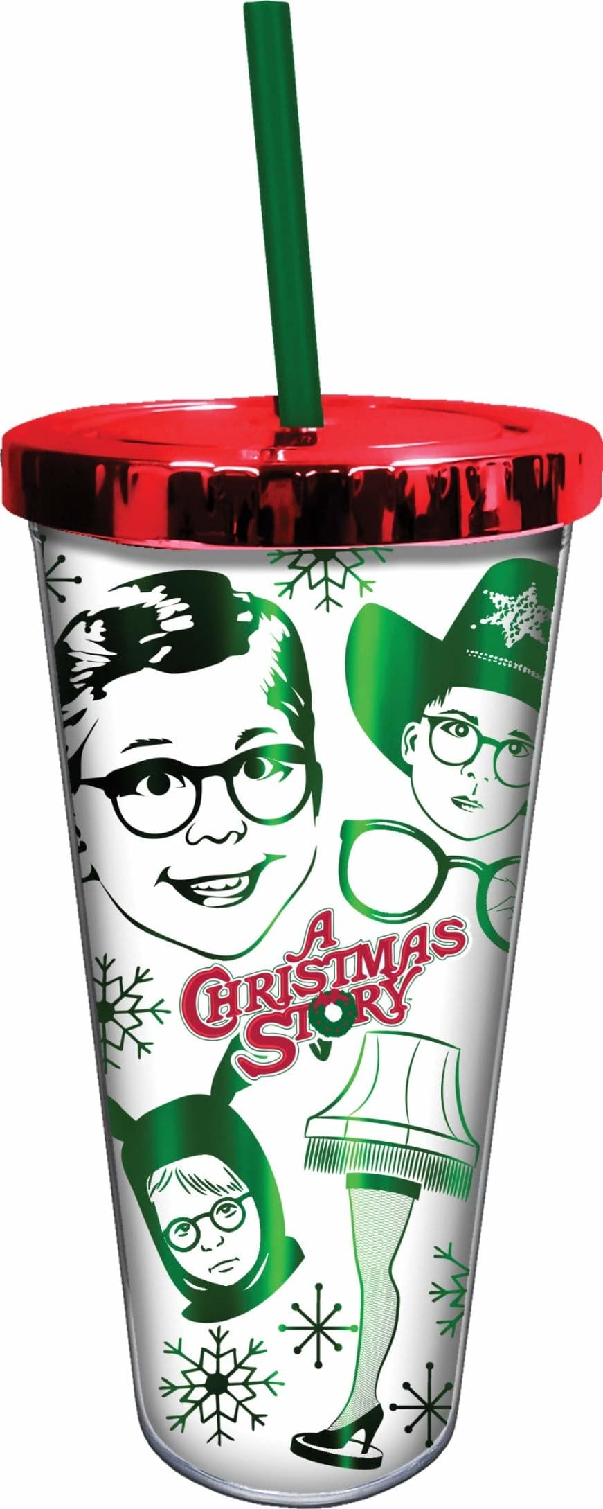 A Christmas Story - Leg Lamp - Foil White 20 Oz. Cup with Straw