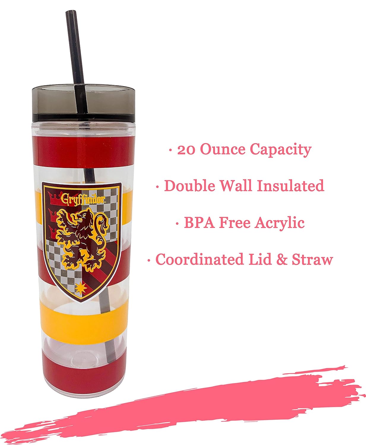 Harry potter - Gryffindor Acrylic Cup With Straw - New & Boxed Spoontiques