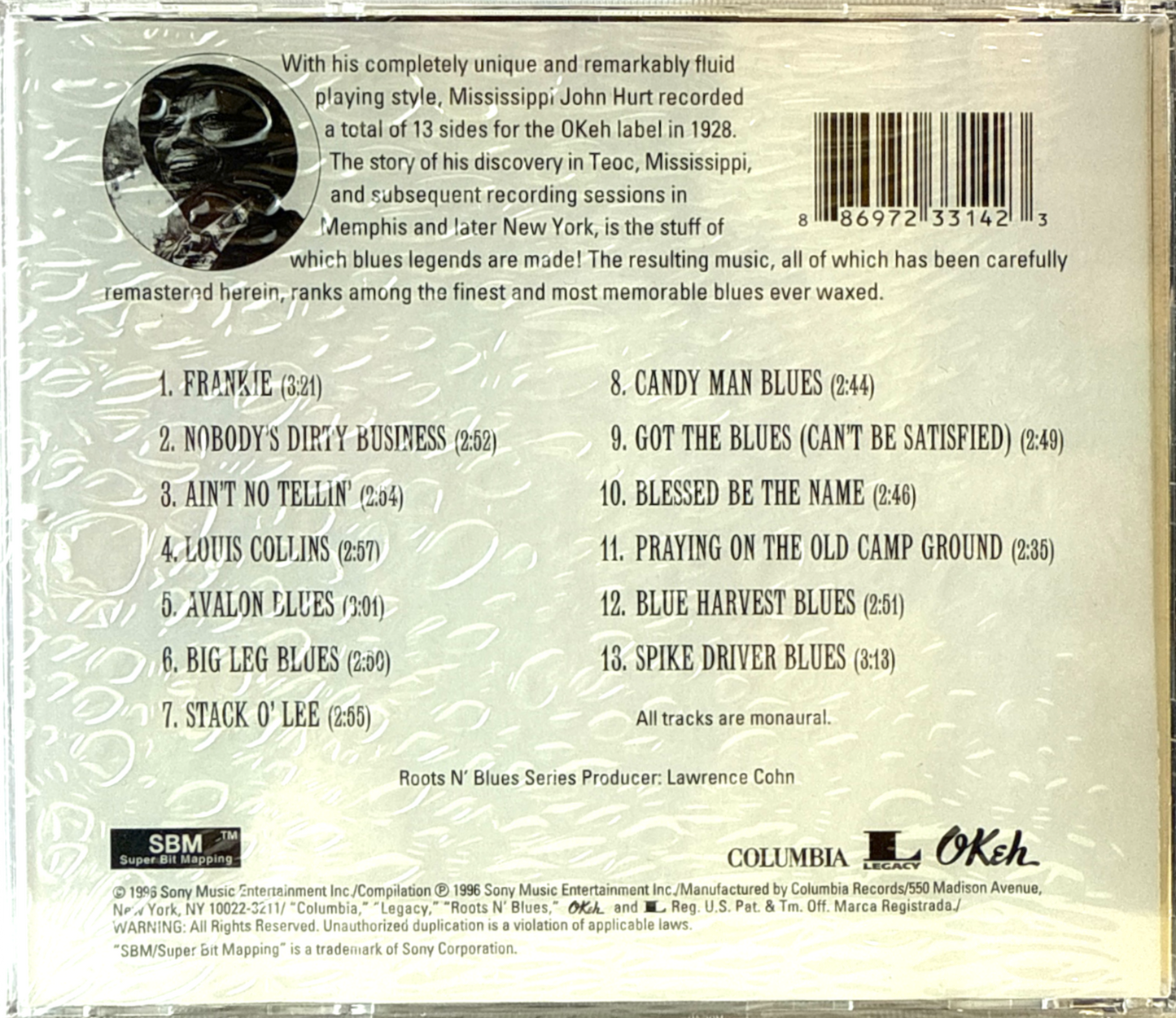 Mississippi John Hurt - The Complete 1928 Okeh Recordings Roots N' Blues - 1 CD (New)
