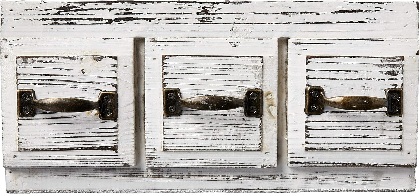 Rustic Flatware Caddy with Metal Drawer Pull Handles - Boston Warehouse