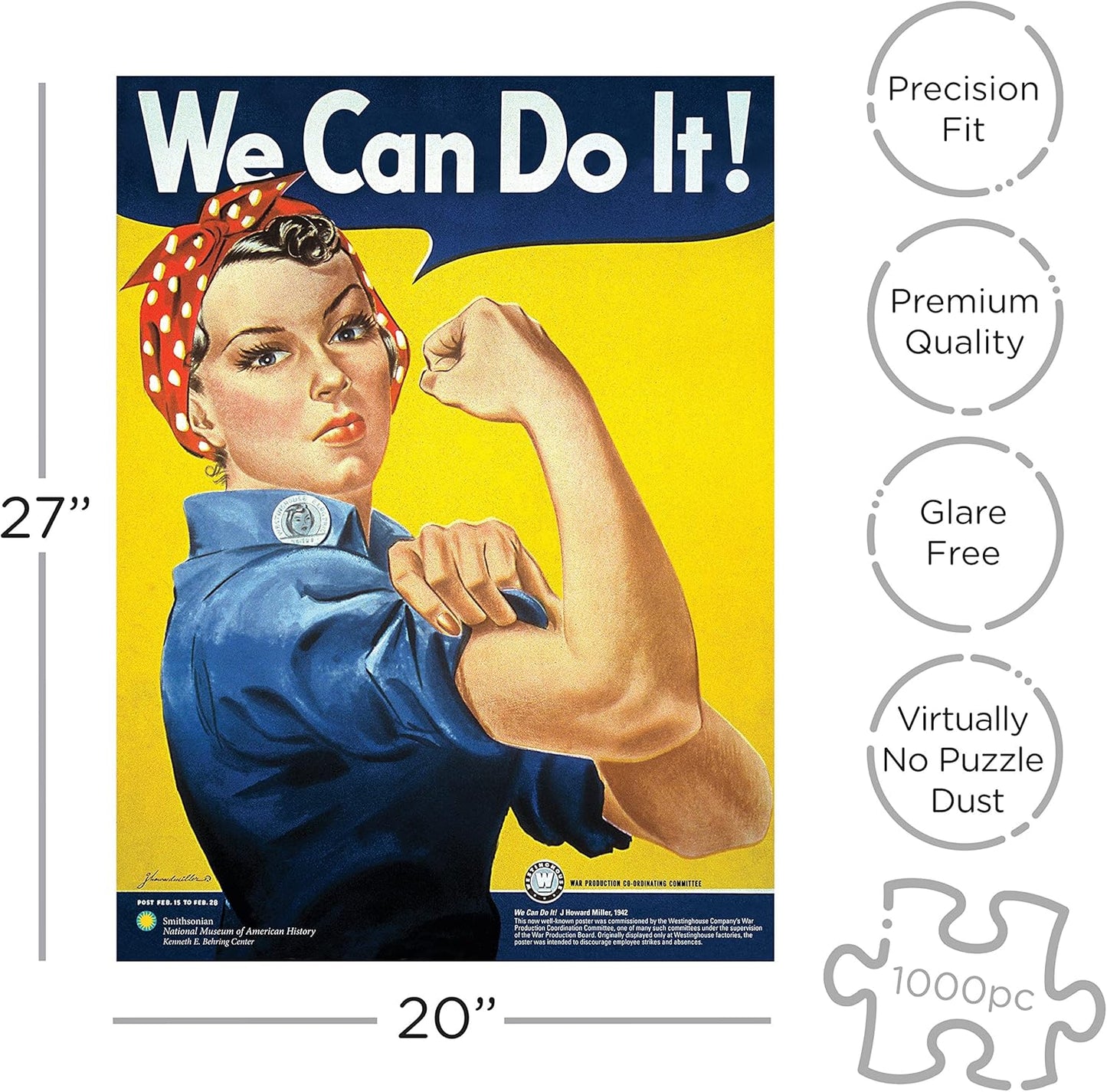 Smithsonian – Rosie the Riveter 1000-Piece Jigsaw Puzzle – “We Can Do It!” NEW