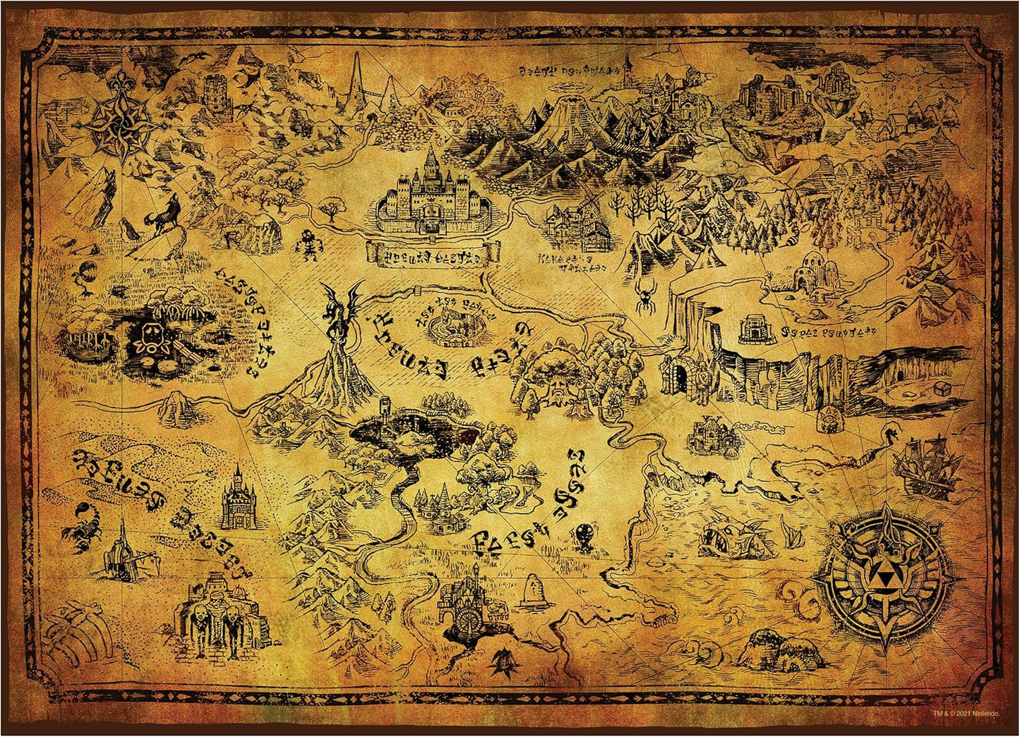 The Legend of Zelda Hyrule Map 1000-Piece Jigsaw Puzzle – Official Nintendo Licensed NEW