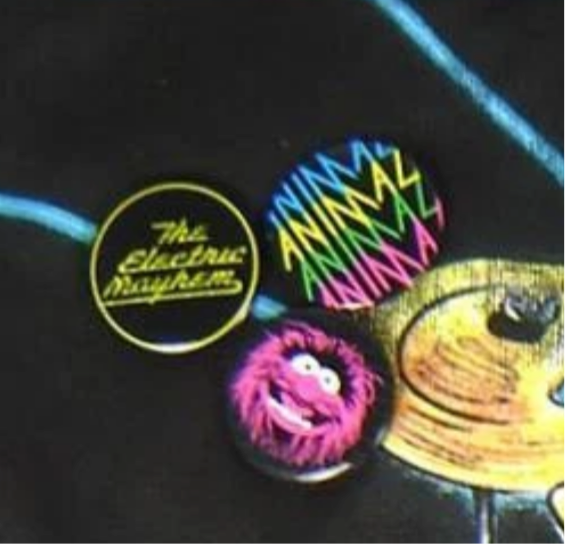 Muppets Animal Tote Bag Playing Drums Black Canvas with Blue Handles + 3 Buttons