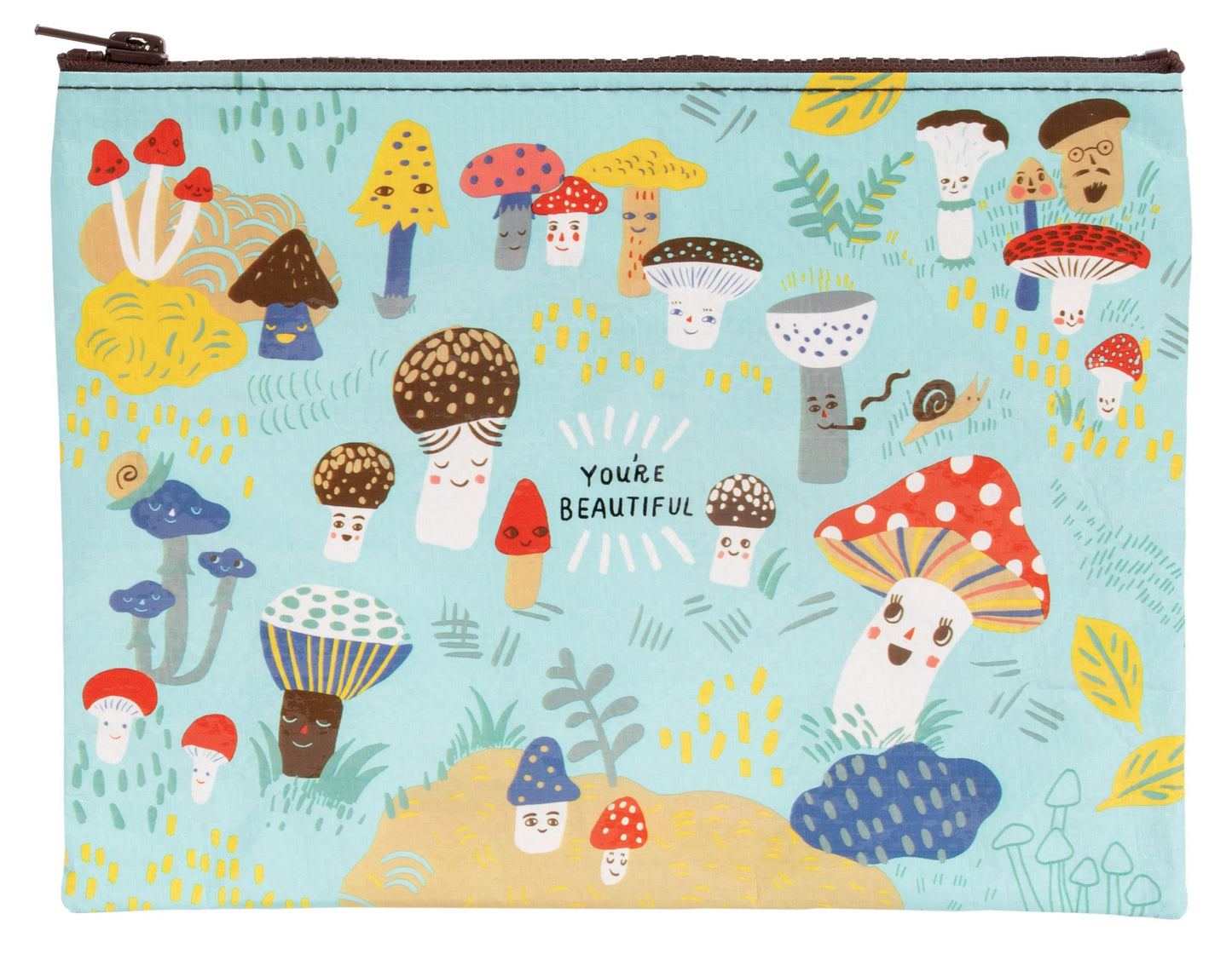 Cute Lil' Mushrooms Zipper Pouch Tyvek (New) 7.25"h x 9.5"w.