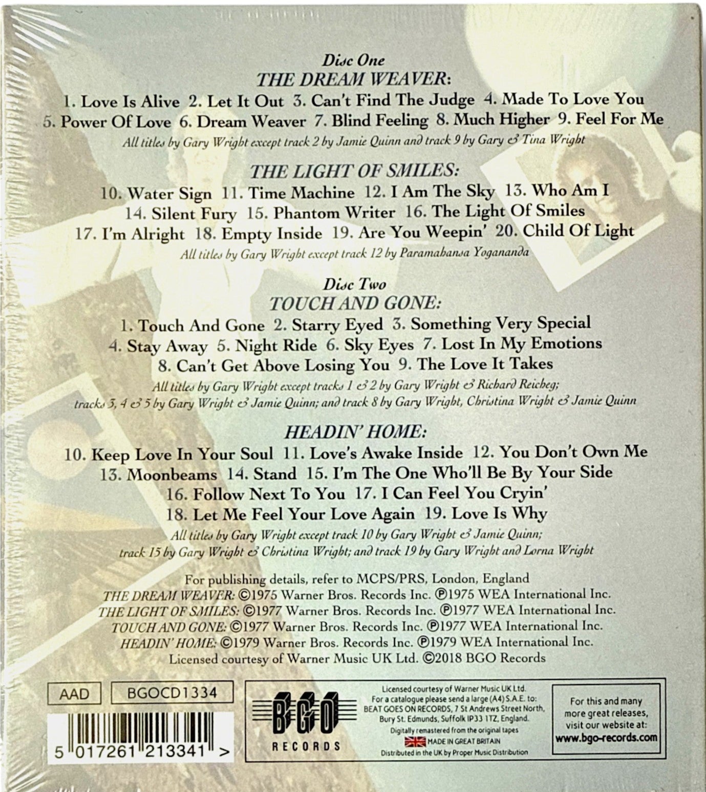 🌌 Gary Wright – The Dream Weaver / The Light Of Smiles / Touch And Gone / Headin’ Home (2-CD Remastered Compilation)