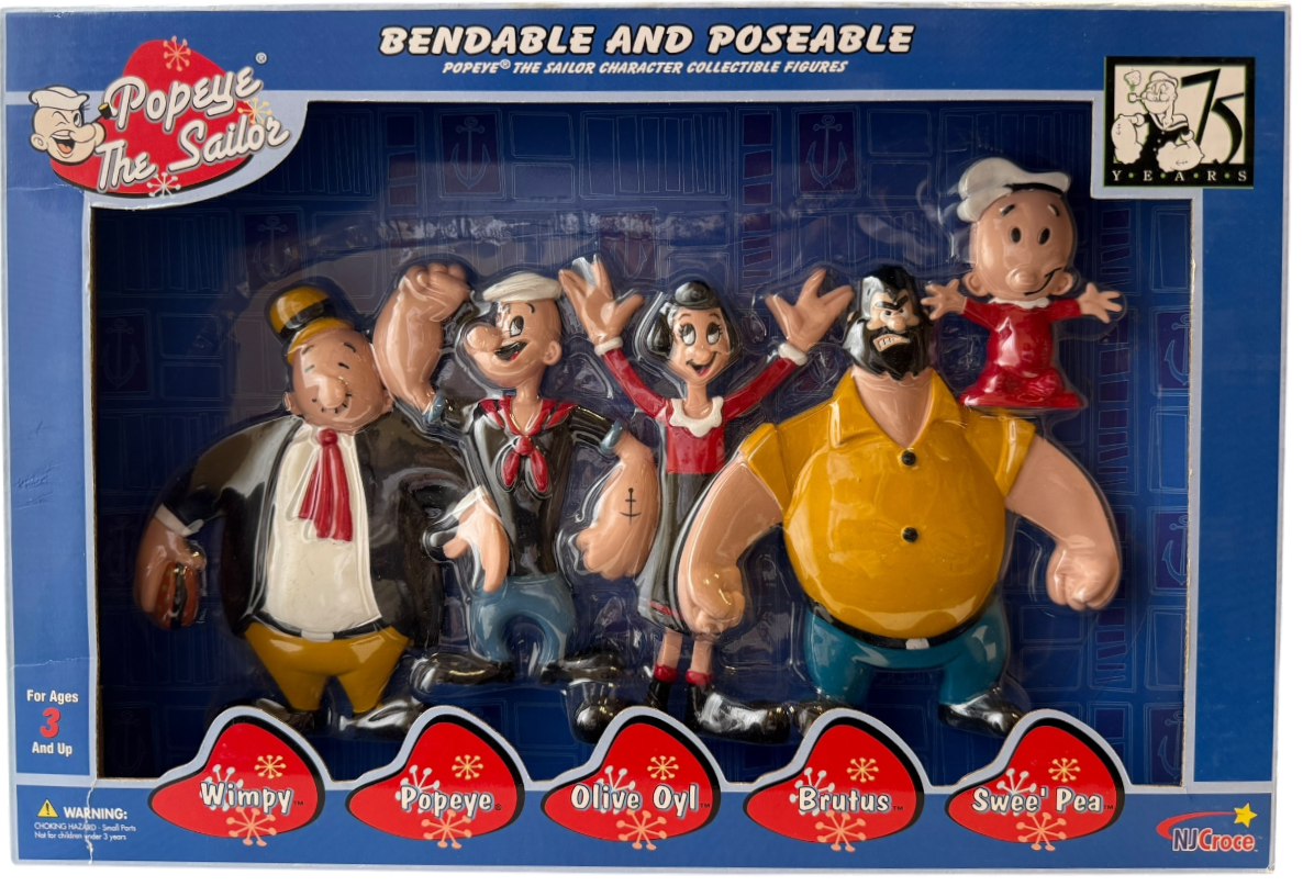 Popeye Retro Bendable Figure Boxed Set NJ Croce 75th Anniv. Last New Set