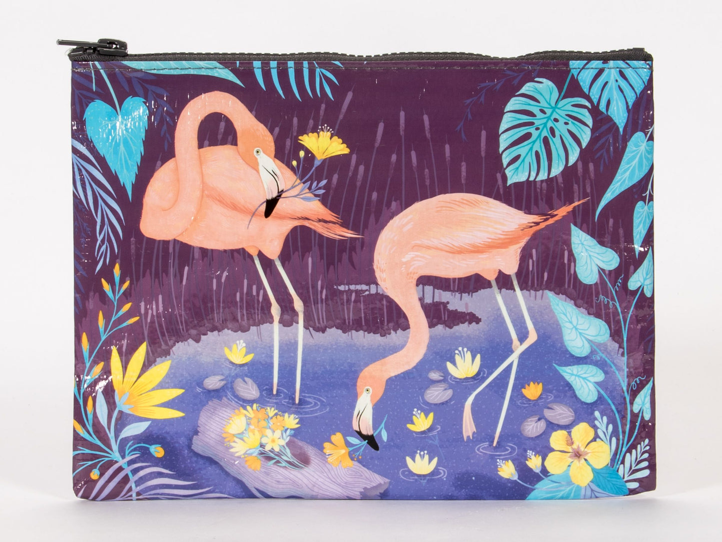 Flamingos Tyvek Zipper Pouch from Blue Q (New With Tags) 7.25"h x 9.5"w.