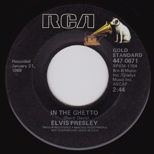 Elvis Presley - 7" Single In The Ghetto B/W Any Day Now (Brand New)