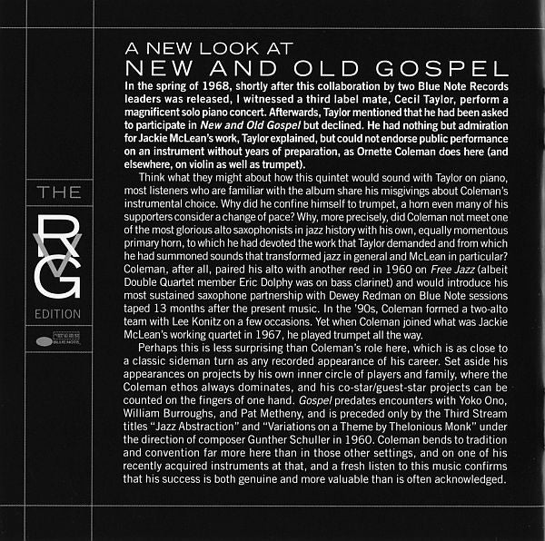 Jackie McLean β New And Old Gospel (CD β RVG Edition, Remastered)