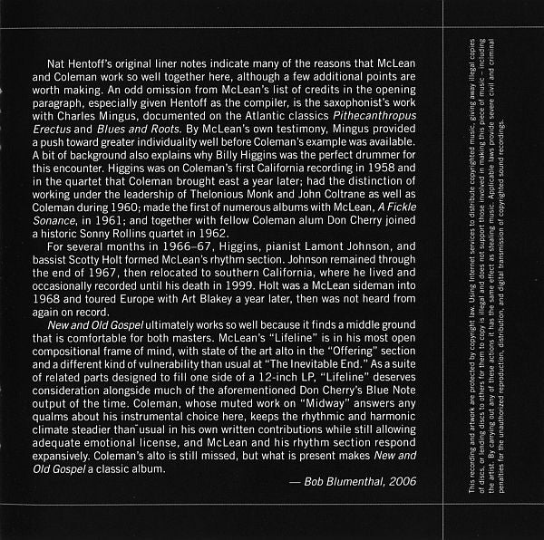 Jackie McLean β New And Old Gospel (CD β RVG Edition, Remastered)