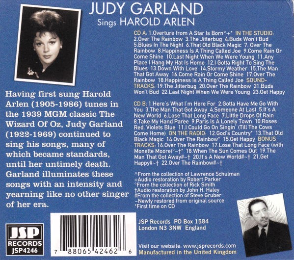 Judy Garland – Sings Harold Arlen 2 x CD, Compilation Import UK