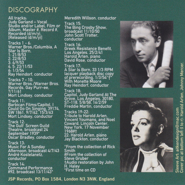 Judy Garland – Sings Harold Arlen 2 x CD, Compilation Import UK