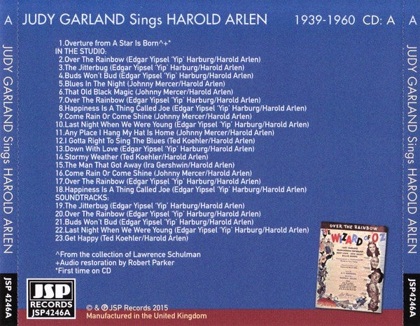 Judy Garland – Sings Harold Arlen 2 x CD, Compilation Import UK