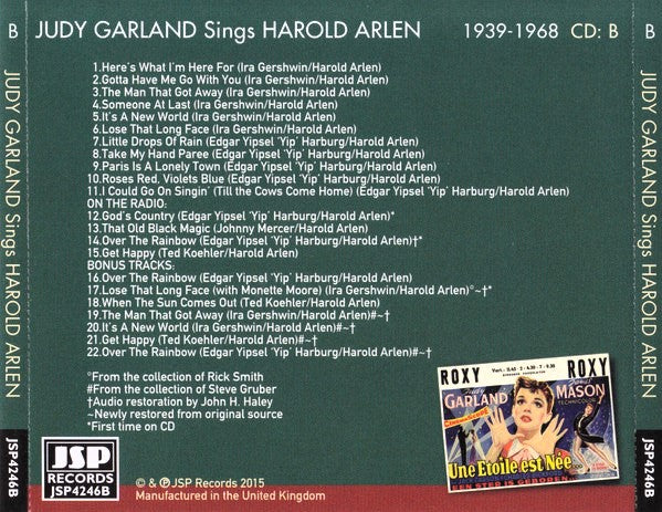 Judy Garland – Sings Harold Arlen 2 x CD, Compilation Import UK