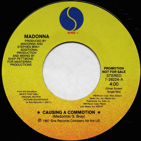 Madonna - Causing A Commotion Comotion (Silver Screen 7" Single Mix) - Causing A Commotion (Movie House Edit) New