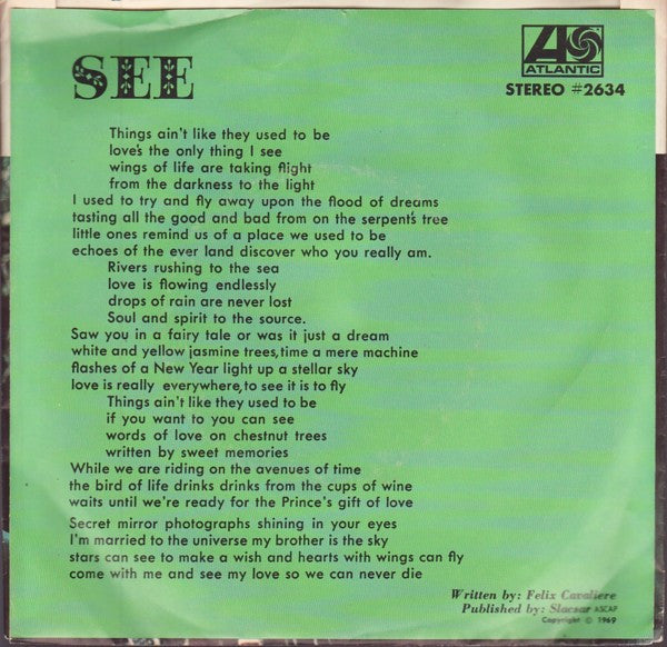 The Rascals - See B/W Away Away 7" Single Brand New in Picture Sleeve