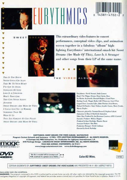 Eurythmics: Sweet Dreams - Video Album (DVD) Brand New & Mint