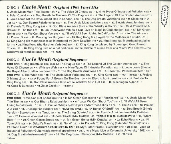 Frank Zappa / The Mothers โ Meat Light: The Uncle Meat Project/Object Audio Documentary (3-CD) NEW