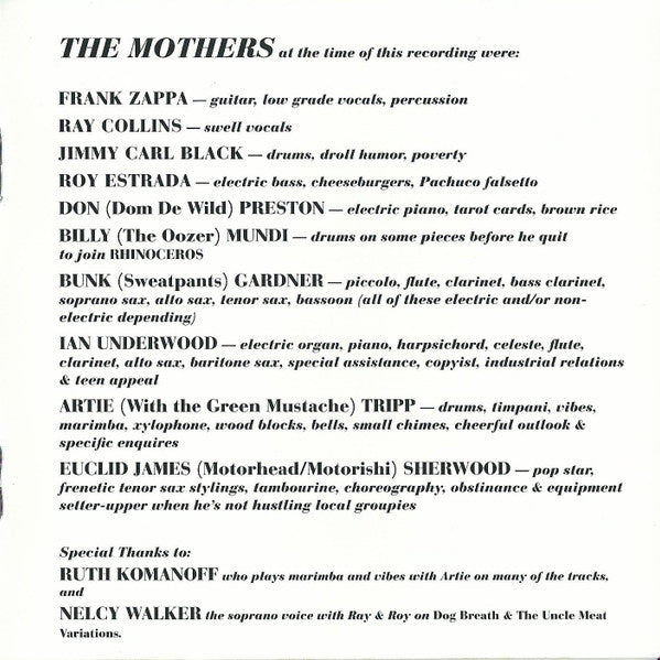 Frank Zappa / The Mothers โ Meat Light: The Uncle Meat Project/Object Audio Documentary (3-CD) NEW