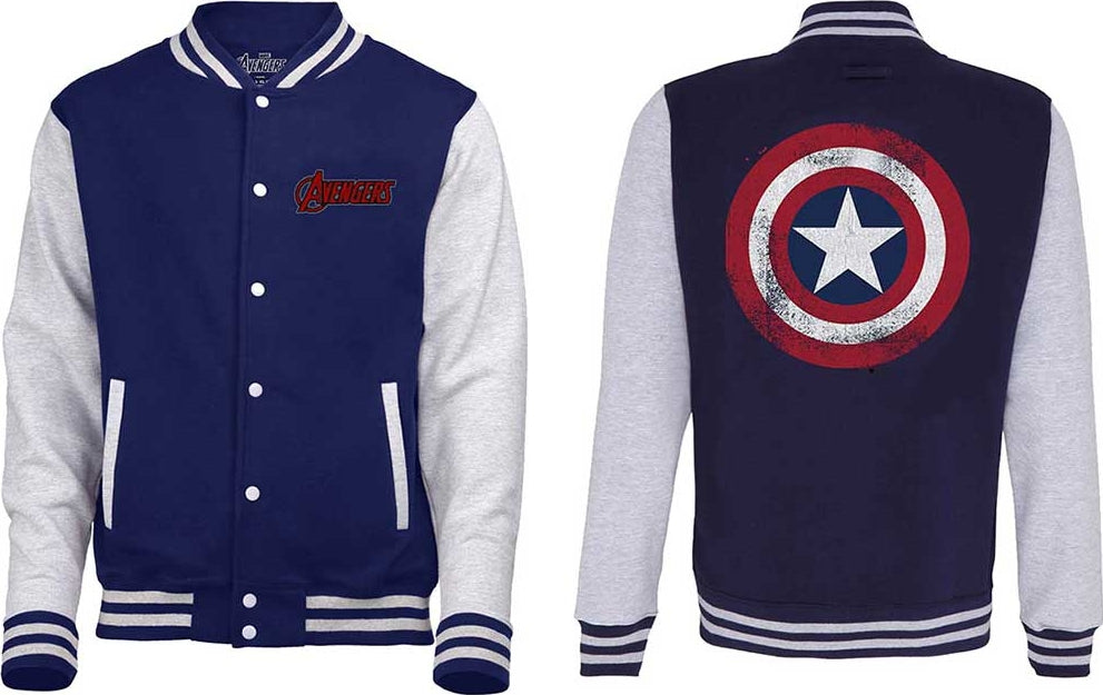 Marvel Avengers - Navy, Gray, White & Red Varsity Sweatshirt Jacket Imported Rock Off UK