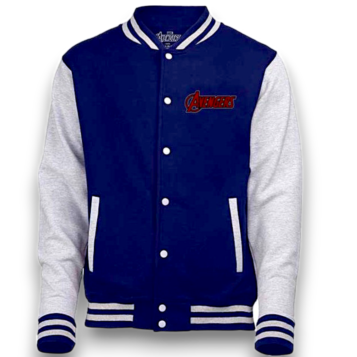 Marvel Avengers - Navy, Gray, White & Red Varsity Sweatshirt Jacket Imported Rock Off UK