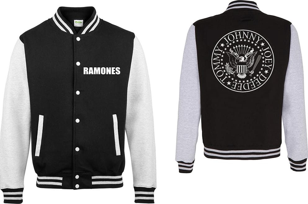 Ramones - Presidential Seal - Varsity Sweatshirt Jacket - Black & White - Imported Rock Off UK